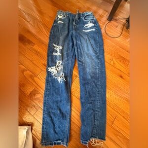 American Eagle Outfitters Ripped Blue Boyfriend Jeans